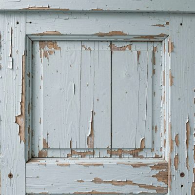 peeling painted wood in pale blue