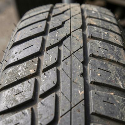 a tyre tread photographed close up