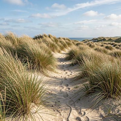 a stretch of dunes with marram grass