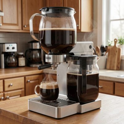 a filter coffee batch brewer with a full jug