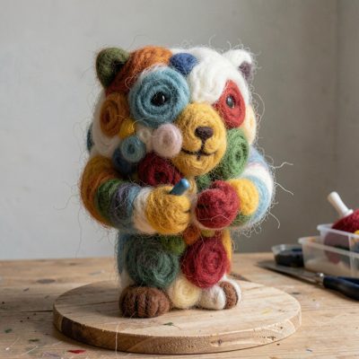 a felted wool sculpture in progress