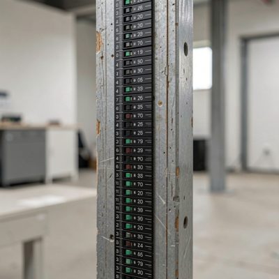 a rack unit numbering strip running down a post