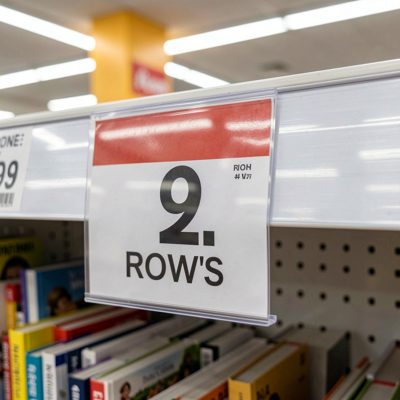 an aisle end cap sign showing the row number