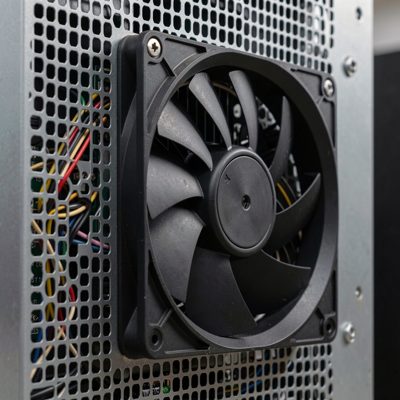 a server fan wall photographed close