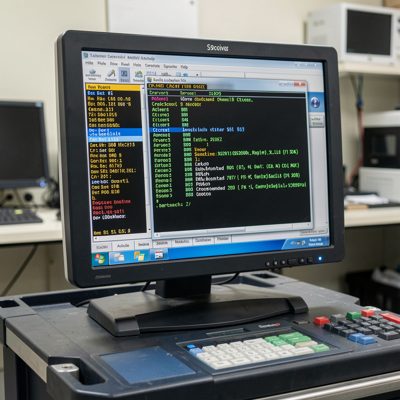 a server bios screen on a crash cart monitor