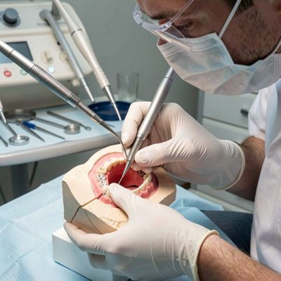dental technician crafting an implant model
