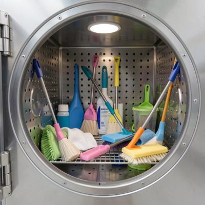 cleaning tools being sterilized in an autoclave