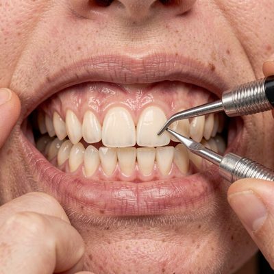 preparation stage: scaling teeth shown