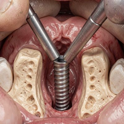 implant surgery step: fixture inserted into bone