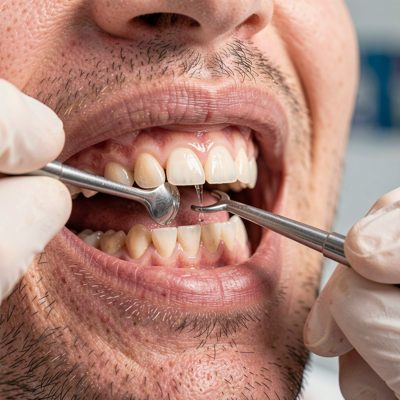 preparation stage showing scaling teeth process