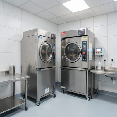 sterilisation room with autoclave visible clear