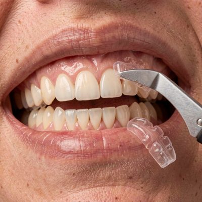 teeth whitening trays being fitted neatly