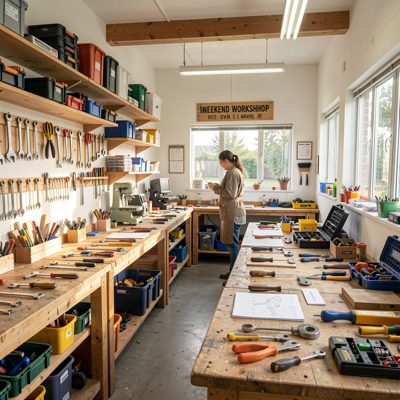 weekend workshop area stocked with tools for hands-on learning