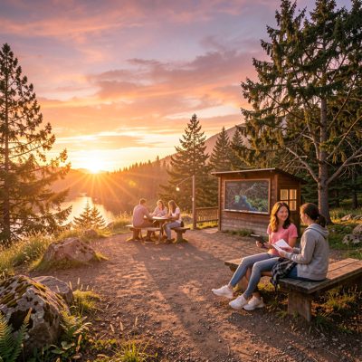 sunset transition from classroom to outdoor exploration space