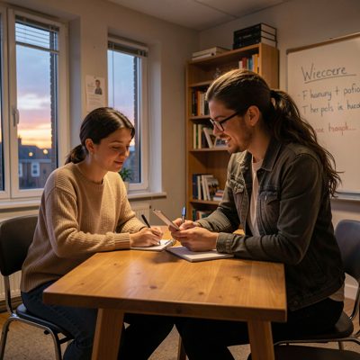 evening tutorial one-on-one student teacher focused interaction