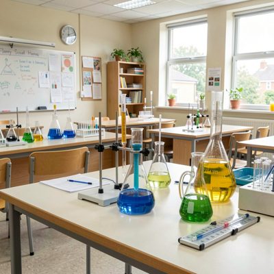 classroom science experiment setup