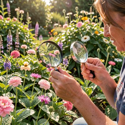 outdoor garden exploration with magnifying glasses