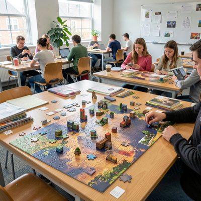puzzle assembly in shared learning space
