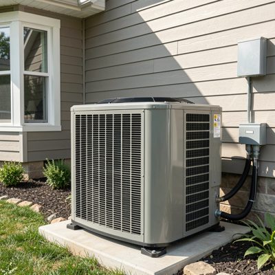a heat pump unit outside a house
