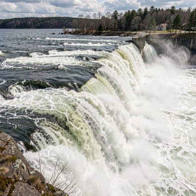 a hydroelectric outflow with white water