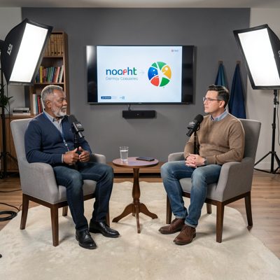 a video interview setup with two chairs