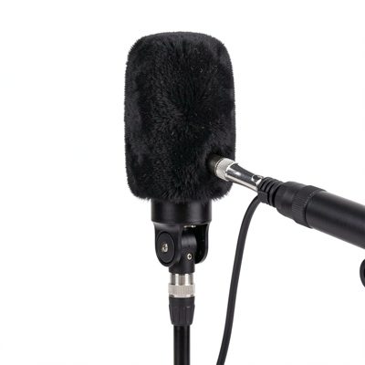 a wind muff on a shotgun microphone