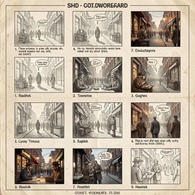 a storyboard sheet with sketched frames