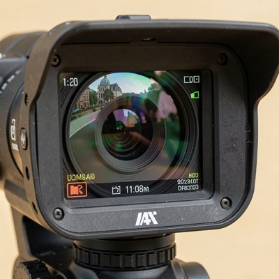 a video camera viewfinder in use