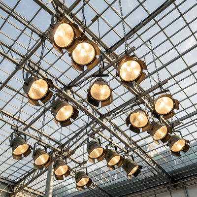a rig of lights suspended from a grid