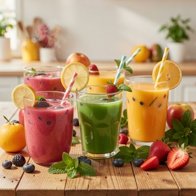 juice cleanse day featuring various colorful concoctions