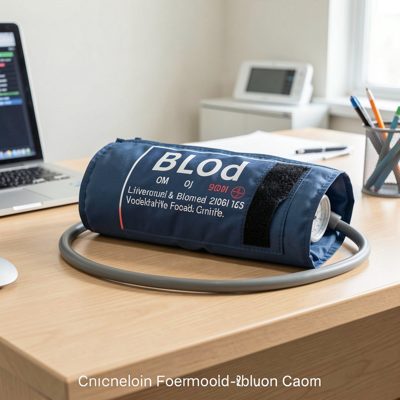 a blood pressure cuff on a clinic desk
