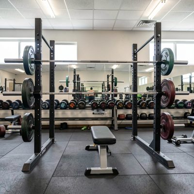 weightlifting area with safety guards