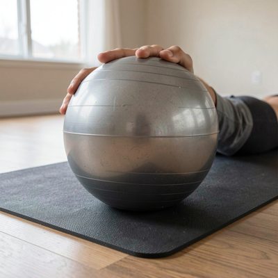 balance ball exercises on mat surface