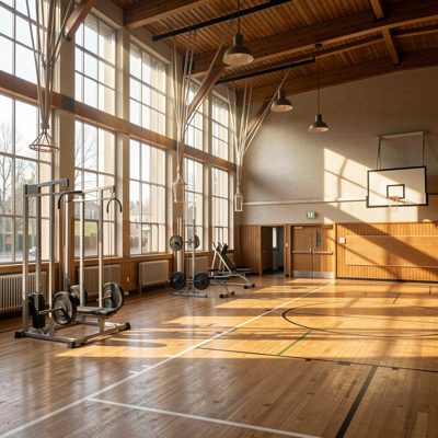 gymnasium lighting casting shadows