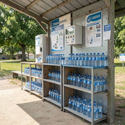 hydration stations with water bottles