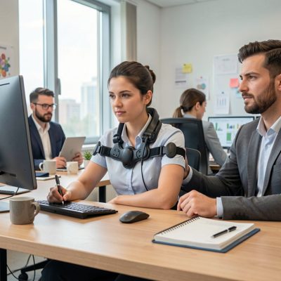posture correction device aiding desk job workers