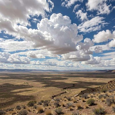 clouds moving over a wide flat plain