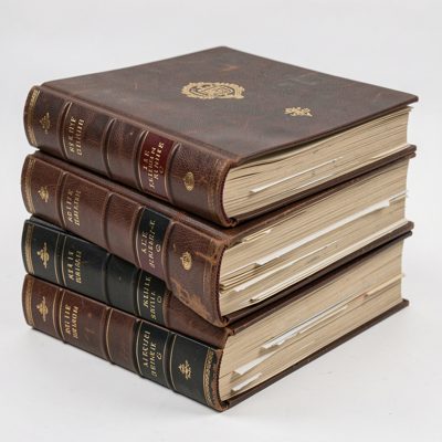 a stack of bound legal bundles