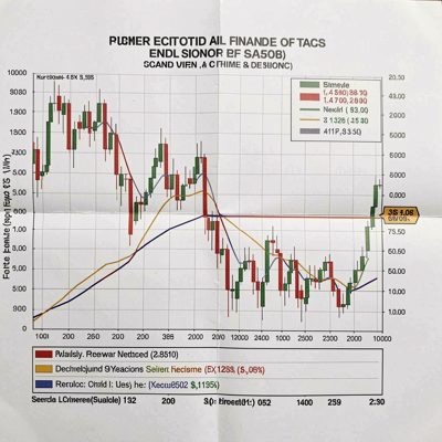 a financial chart printed and annotated