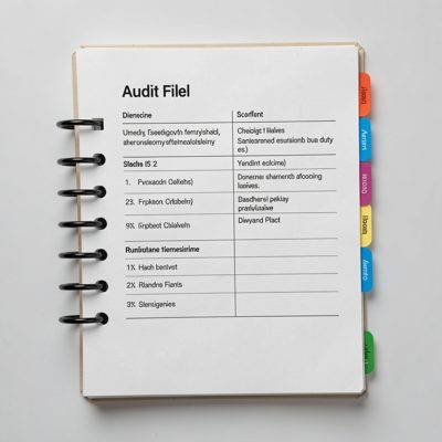 an audit file with tabbed dividers
