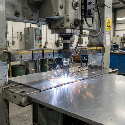 a press brake bending a sheet of steel