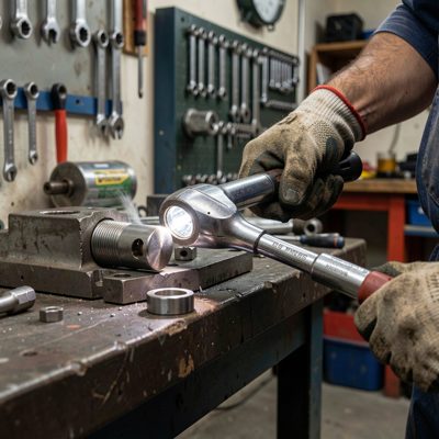 a torque wrench being used on an assembly