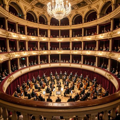 an orchestra pit seen from the balcony