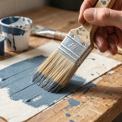 french tips being painted with a striper brush