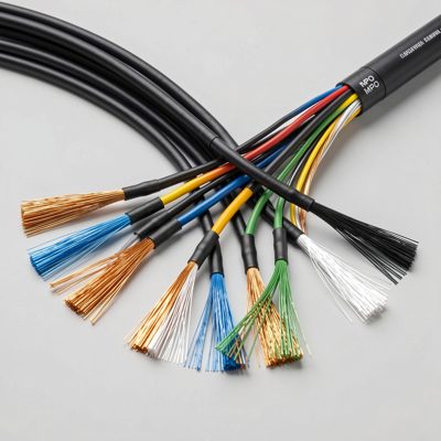 an mpo trunk cable fanning out into twelve fibres