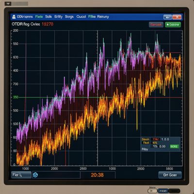 an otdr screen showing a trace along a fibre run