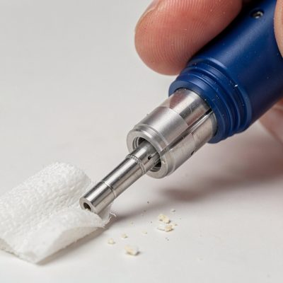 fiber cleaning pen wiping residue from connector ferrule