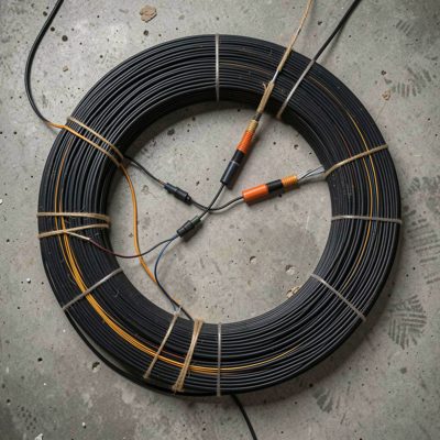 flat laid undersea fiber cable drying after installation
