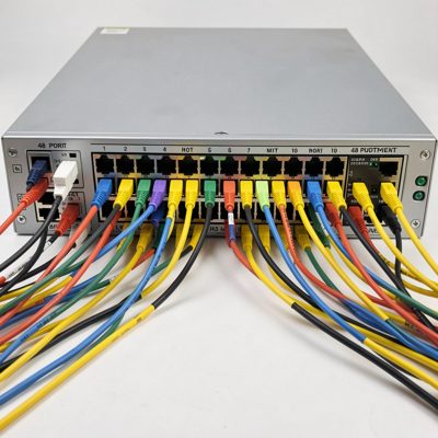 a 48 port switch with every port populated with patch leads