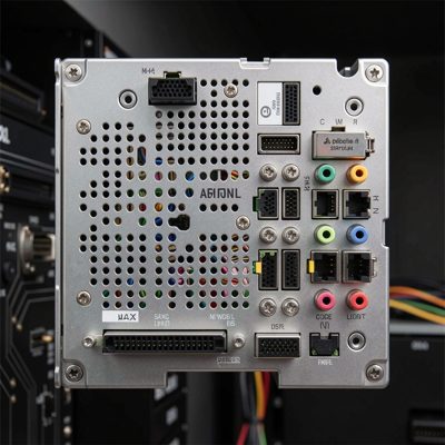 a motherboard rear io shield with many ports